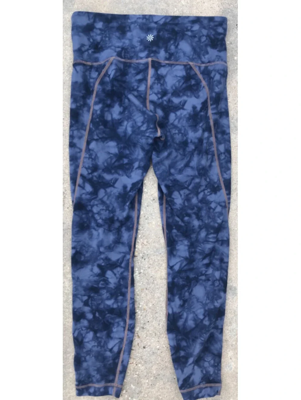 Athleta Powervita Blue Tie Dye Salutation Ankle Tight Legging Small Yoga Pant